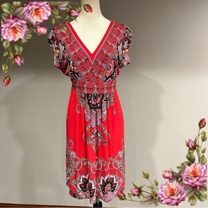 Kiara v-neck short sleeve mini dress western style size Small